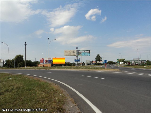 Щит 6x3,  вул.Гагаріна, трансп.кільце, АЗС ОККО, в'їзд зі сторони м.Мукачево, напрям.-вул.Гагаріна